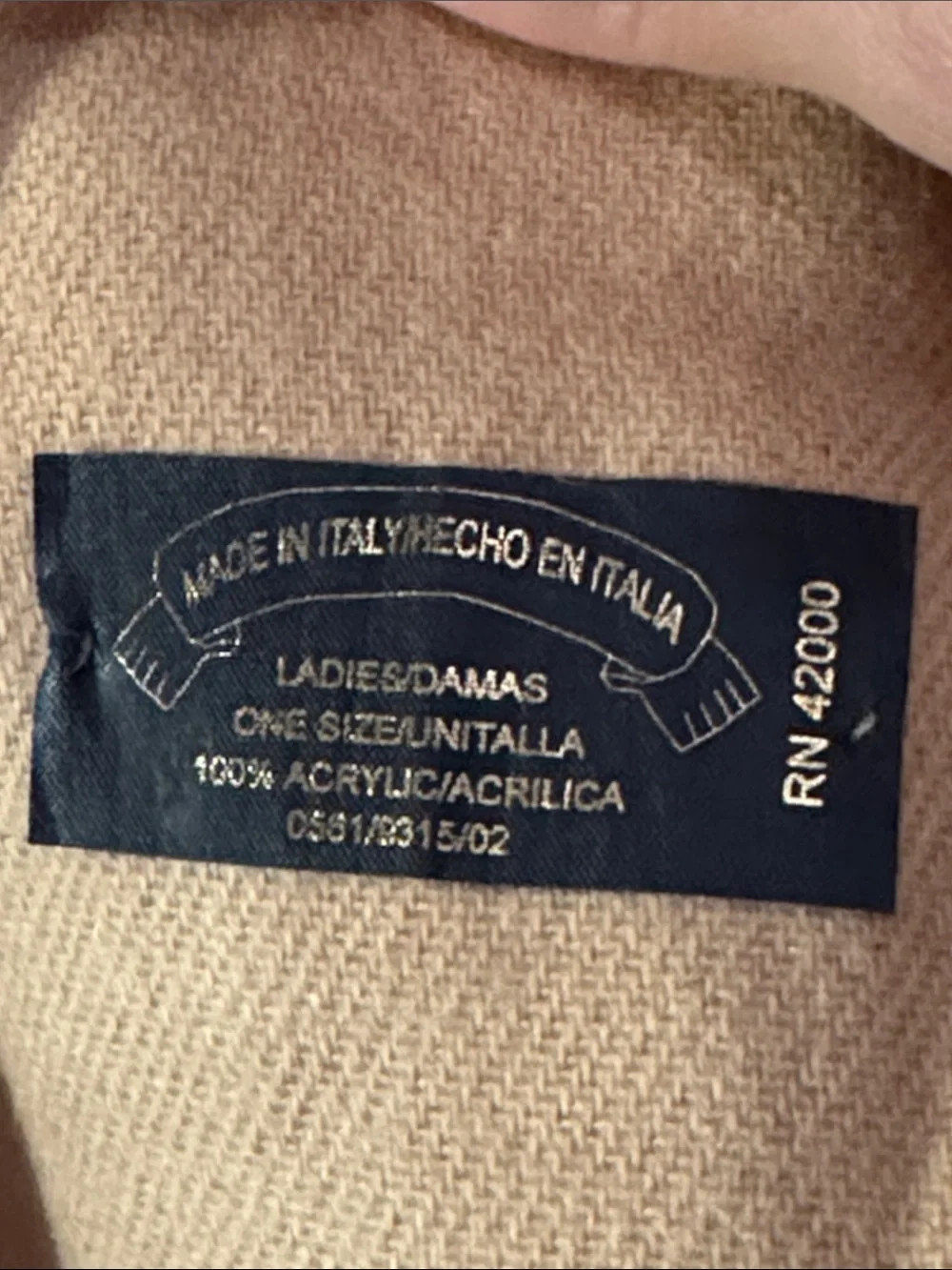 Made in Italy-Unisex Scarf-EUC-Classic Camel Tan-Twisted Fringe-Acrylic